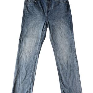 Kate Spade Jeans Womens Straight High Waist Ooh La La Blue Crop Raw Hem